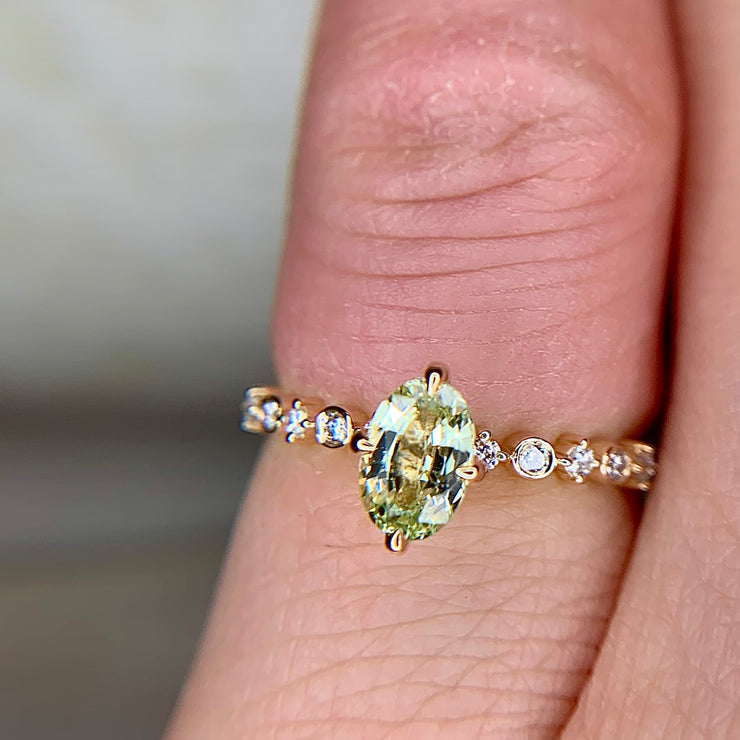 8.4ct Emerald Cut Green Sapphire Engagement Ring | SayaBling Jewelry